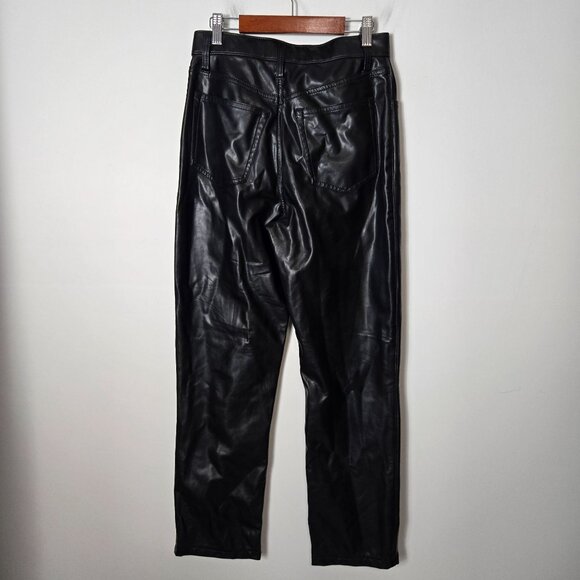 Abercrombie & Fitch Size 27 Short 90's Straight High Rise Faux Leather Pants - Picture 5 of 13